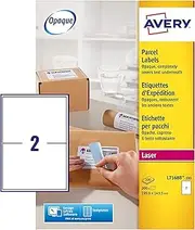 Avery L7168B Self Adhesive Parcel Labels, Laser Printers, 2 Labels Per A4 Sheet, 200 Labels, BlockOut