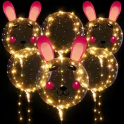 Easter Bunny Light up Balloons, 6 Pack 20 Inch LED BoBo Balloons with String Lig