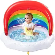 Inflatable Sprinkler Baby Pool with Canopy Rainbow Kiddie Pool Wading Pool for LearningInfant Water Pool ToysOutdoor Swimming Pool for Kids