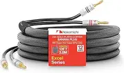 Nakamichi Excel Series 24k Gold Plated Banana Plug with (10 Feet) Speaker Cable Wire 99.9% Oxygen-Free Copper (OFC) Heavy Duty Braided Black (12AWG / 10ft / 3.0m)