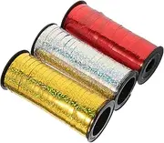 WEKAMOS 3 Rolls Shiny Metallic Curling Ribbon Balloon String for Crafting Wrapping and Decoration Golden Silver Red Yards Each Roll for Festivals and Parties