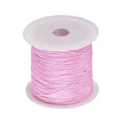 1 Roll Nylon Beading Thread Knotting Cord 0.6mm 50yard Satin String, Pink Purple