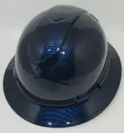 New Full Brim Hard Hat Custom Hydro Dipped BLUE CANDY CARBON FIBER. Free Ship