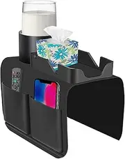 Joyeee Couch Cup Holder, Silicone Couch Arm Cup Holder with Side Pockets, Couch Caddy Sofa Armrest Tray for Holding Cups, Drinks, Remote, Phones and Snacks (Black)