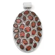 Sterling Silver Rhodium Plated Oval Garnet Pendant