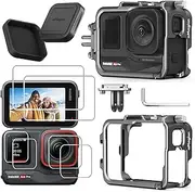 debous Aluminum Metal Frame Cage Case Bag with Silicone Lens Cap Screen Protector for Insta360 ACE PRO Camera Accessories Kit Anti-Scratch Tempered Glass Protective Film Cover