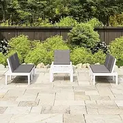 Patio Furniture Sets 4 Piece Garden Lounge Set with Cushions Plastic White