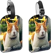 [WOSHJIUK] Luggage Tags,2 Pack Labels Suitcase Tags,Forest Sleep cat,Luggage Tags Privacy Protection Travel Bag Tag