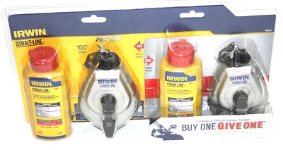 Irwin Strait-Line 100' Mach 6 With Red Marking Chalk 2 Pack New