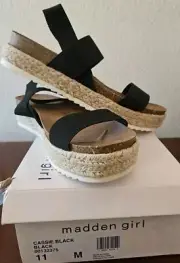 New Madden Girl Cassie Sandals Womens Size 11 summer spring black shoes footwear