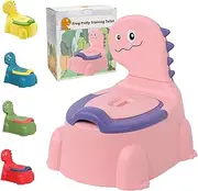 Kaiounni Dinosaur Potty Chair for Toddlers 1-6 Years - Anti-Slip Portable Toilet Seat with Removable Lid & Splash Guard, Lightweight Training Potty for Home & Travel (Pink