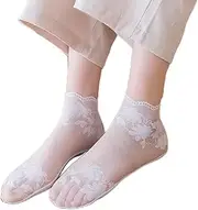 [generic] Lolita Women Invisible Lace Socks Thin Ladies Lace Boat Socks Hollow Non-slip Shallow Transparent Socks Women