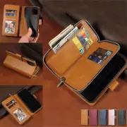 Flip Zipper Leather Wallet Card Case For iPhone 14 13 12 11 Pro Max XS XR 78Plus