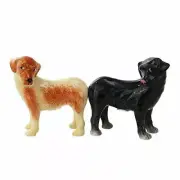 Attractives Dogs Ceramic Magnetic Salt and Pepper Shakers Set, Golden/Black
