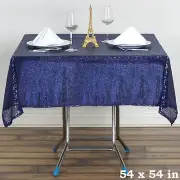 54x54" Navy Blue SEQUIN SQUARE TABLECLOTH Sparkly Wedding Party Catering Linens