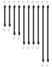 Silicone Rubber Bungee Cords with Metal Hooks Heavy Duty Outdoor, Assorted Si...