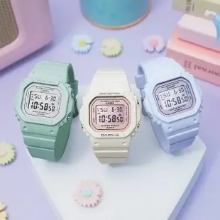 【CASIO 卡西歐】BABY-G 春季色彩方形女錶電子錶-鼠尾草綠(BGD-565SC-3)