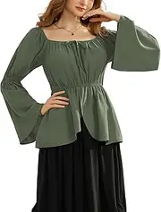 Scarlet Darkness Renaissance Peasant Blouses for Women Off Shoulder Tops Pirate Costume Women