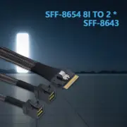 50cm,Mini SAS Slimline SAS Slim 4.0 SFF-8654 8i 74pin to 2X SFF-8643 4i HD Cable