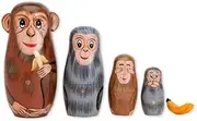 5Pcs/Set Hand Painted Wooden Monkey Nesting Dolls Matryoshka Craft Kids Toy Gift Home Decoration Tabletop Ornaments