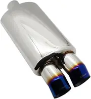 Car Accessories Exhaust Systems Muffler Pipe M Drum Universal Stainless Burned Blue Silver Silencer Double Export 63MM 76MM(Bend Blue 63mm)