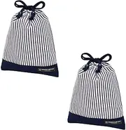 [COLORFUL CANDY STYLE] N7070402 Drawstring Bag, Medium, Gussetless Lunch Bag (with Name Tag), Hickory Stripe, Navy Blue, Set of 2, Boys, Cool, Children's Drawstring Bag, Medium, Elementary School,