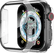 Diruite 2-Pack for Apple Watch Series 8/7/6/5/4/SE/SE 2 44mm Screen Protector Case, All-Around HD Tempered Glass Ultra-Thin PC Hard Matte Protective Cover - Clear