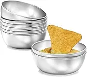 8 Pack Dipping Sauce Cups, Silver Stainless Steel Bowl Set, 3.5oz Round Food Prep Bowls, Small Bowls for Dips, ATSKIM Individual Condiment Bowls for Side Dishes, Appetizer Plates (Silver)