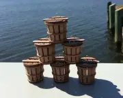 MINIATURE BUSHEL BASKET, CRAB BASKET, WITH LID, 1.50 INCH DIAMETER, 1:12 SCALE