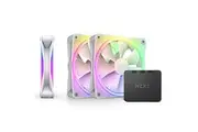 NZXT F120 RGB Duo Triple Pack - 3 x 120mm Dual-Sided RGB Fans with RGB Controller 20 Individually Addressable LEDs Balanced Airflow and Static Pressure Fluid Dynamic Bearing PWM White