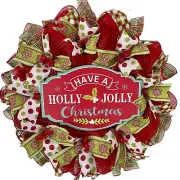 Have a Holly Jolly Christmas Handmade Deco Mesh Wreath