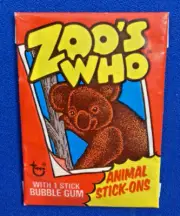 1975 TOPPS - ZOO'S WHO Animal Stick On Cards - Unopened Pack - very nice
