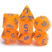 New 7 Piece Polyhedral Aurora Pumpkin Orange Dice Set With Bag Borealis Effect