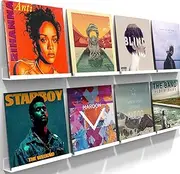ILYXY Acrylic Vinyl Record Holder - 8 Pack, 12 Inch White Vinyl Wall Mount, Floating Shelves for Record Wall Display
