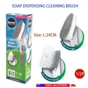 1/2x Sponge Brush Soap Dispenser Set Dishwashing Brush Cleaning Washing Kitchen