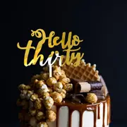 Acrylic Gold Mirror 'Hello Thirty' Cake Topper
