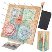 15" Foldable Crochet Blocking Board with Pegs & Storage Pouch, Large Granny