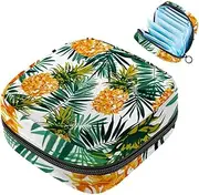 Period Bag,Sanitary Napkin Storage Bag,Fruit Tropical Leaves Pineapple,Tampon Bag for Purse