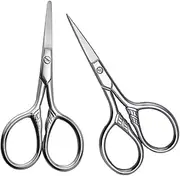 HONITANO 2pcs Stainless Steel Eyebrow Scissors Small Grooming Scissors for Men Ergonomic Design for Precise Facial Hair Trimming Easy to Clean for Grooming Routine