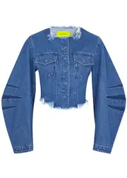 Marques' Almeida Frayed Cropped Denim Jacket - Blue - 12 (UK12 / M) 12 (UK12 / M)