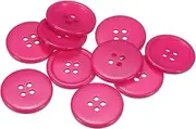 sourcing map 10pcs 40L Sewing Buttons 1"(25mm) Resin Round Flat 4-Hole Craft Buttons for Sewing Clothing and DIY, Dark Pink