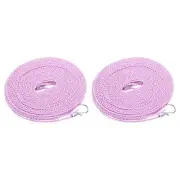 2Pcs 26.25ft Nylon Windproof Non-Slip Portable Clothesline Washing Line, Purple