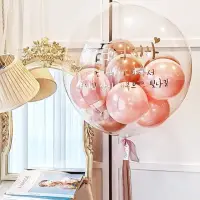 在飛比找momo購物網優惠-唯美粉韓系水晶波波球生日氣球組1組-二款任選(生日氣球 派對