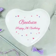 Stars and Hearts Personalised White Heart Jewellery Box