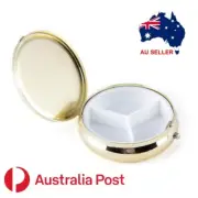 2 X Pill Container Pill Box Tablet Holder Medicine Metal Gold Case Round