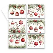 12 Assorted Christmas Ornament Greeting Cards with Envelopes (2 of each)