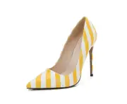 Pointed Toe Sexy High Heels Stiletto Heel Closed Toe Slip on Pumps Shoes-yellow