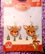 Claire's Rudolph Red Nosed Reindeer Earrings BRAND NEW