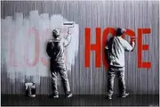 Banksy(Wall) Famous Oil Paintings Reproduction Giclee Canvas Prints on Canvas Artwork Pictures on Canvas Wall Art for Home Office Decorations(95x143cm_37x56in,Unframed)