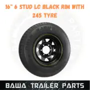 SUNRAYSIA BLACK 16" - 6 STUD WHEEL WITH 245R16 LT TYRE ! Trailer Parts